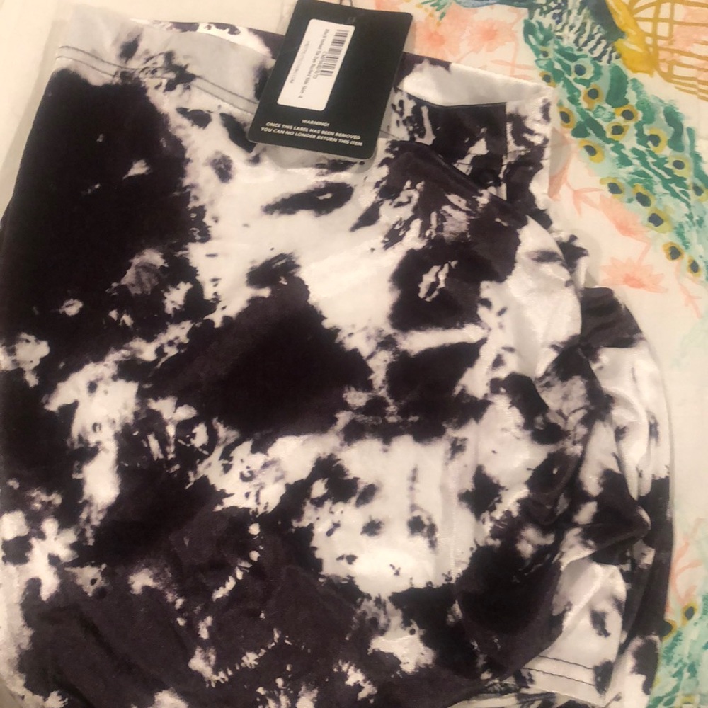 Black tie dye velvet ruche skirt